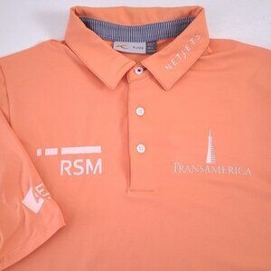 KJUS Zach Johnson Orange Performance Masters Golf Pro Polo Shirt Size S